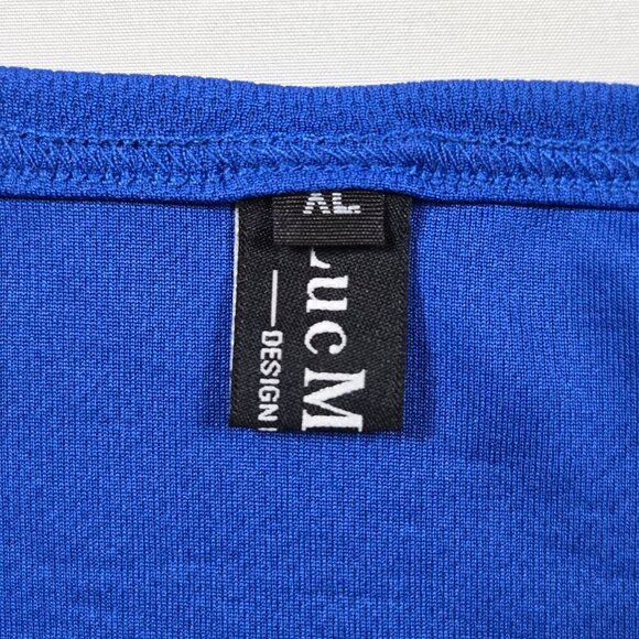 Luc Matton XL Blue Kente Cloth Dashiki Style Tee African Heritage Tribal Print - Picture 7 of 11